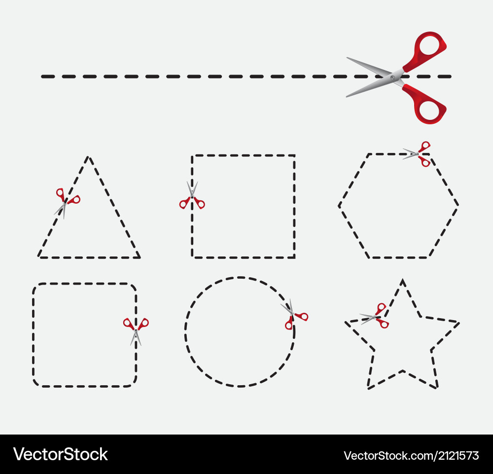 Cutting areas with scissors on gray background vector image
