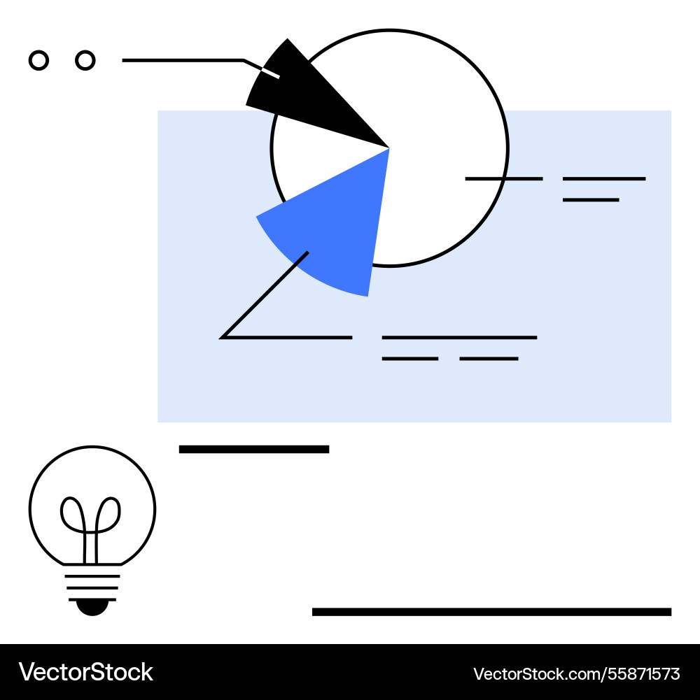 Data visualization with pie chart and lightbulb Vector Image