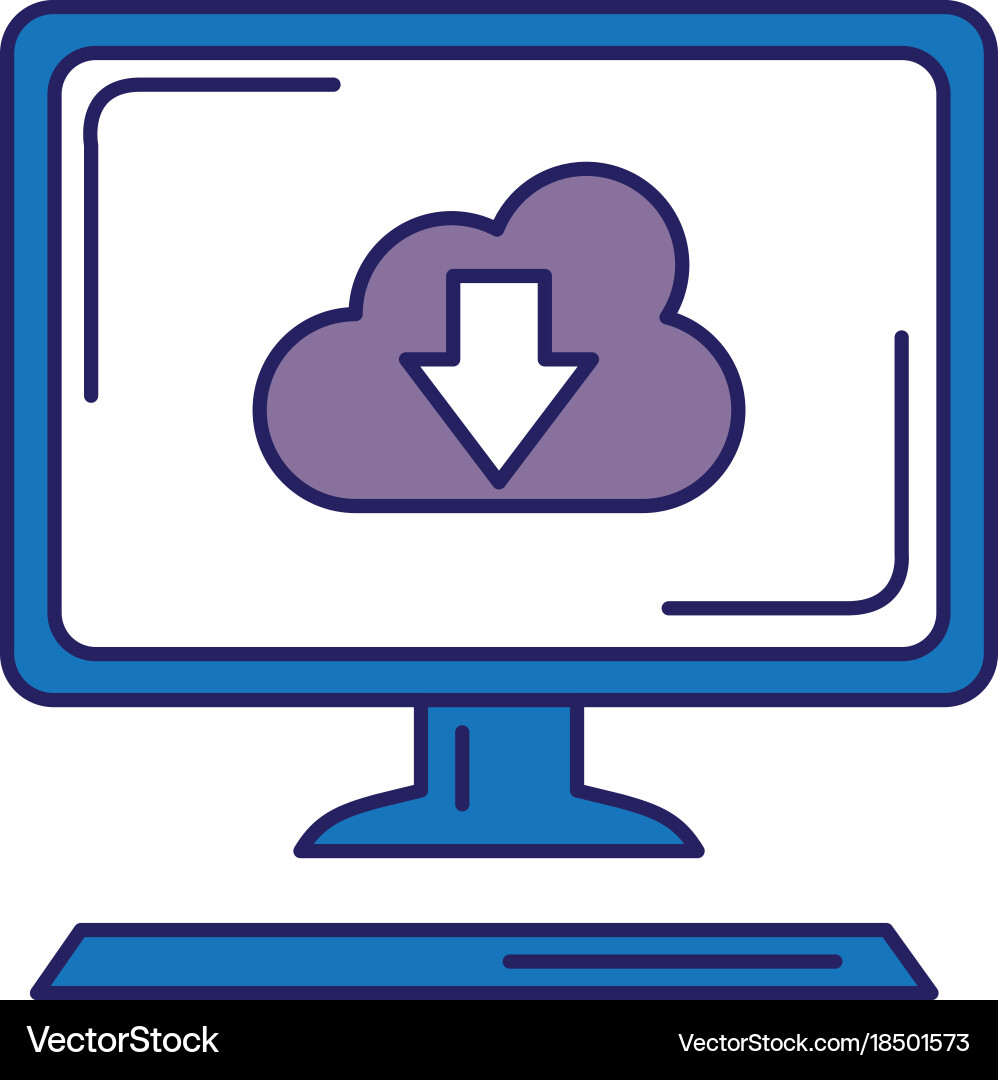 Desktop computer with cloud computing vector image