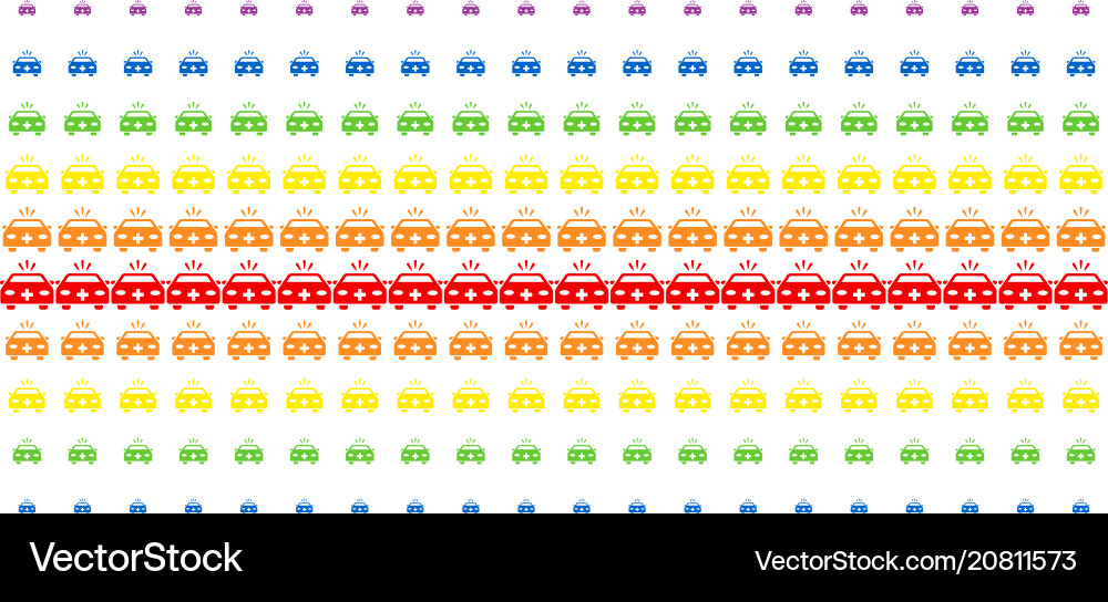 Emergency car shape halftone spectrum grid Emergency car shape halftone spectrum grid vector image