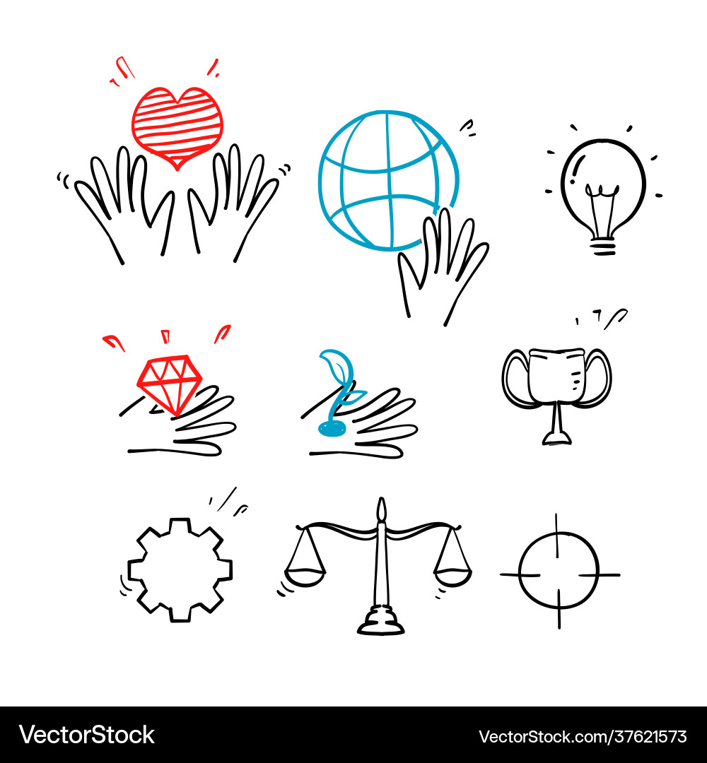 Hand gezeichnete Doodle-Konzept Kernwerte Hand gezeichnete Doodle-Konzept Kernwerte vektorbild