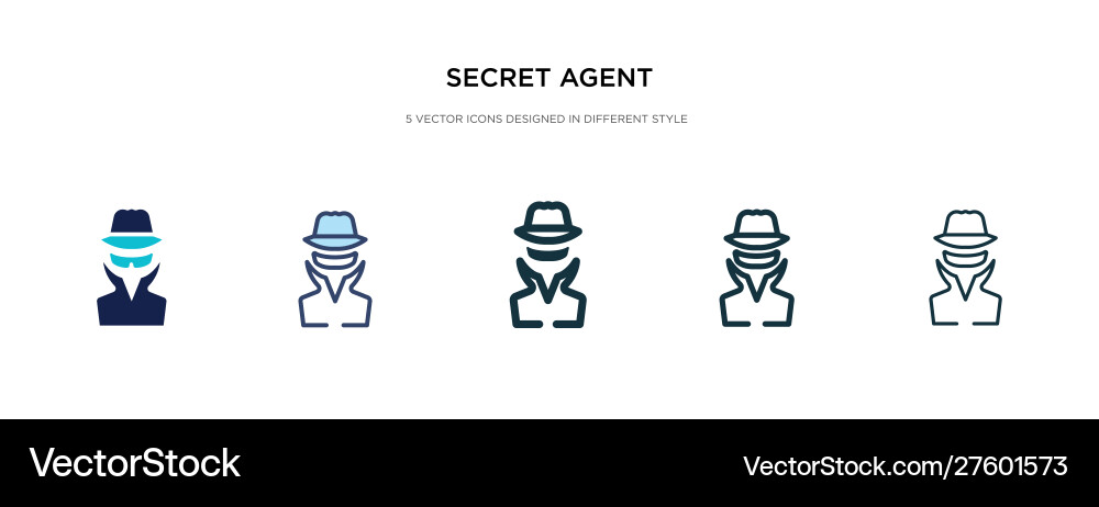 Secret agent icon in different style two colored Secret agent icon in different style two colored vector image
