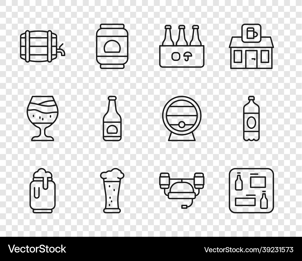 Set line beer can with foam menu pack Set line beer can with foam menu pack Vector Image