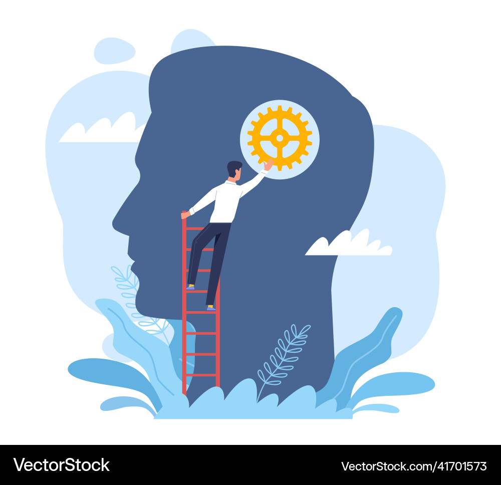 Thinking Man with Gear - Problem Solving vector image
