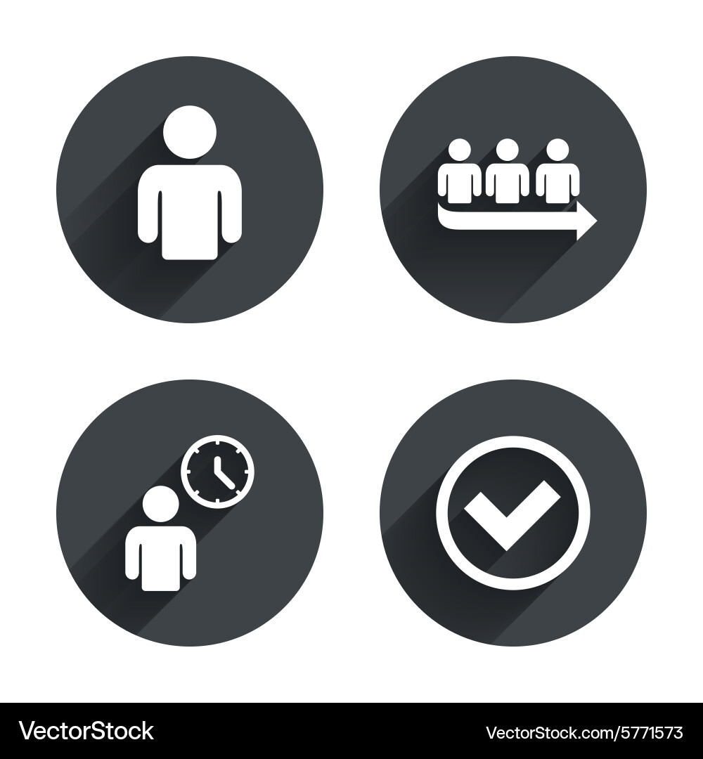 Waiting Queue Icon with Checkmarks & Time vector image
