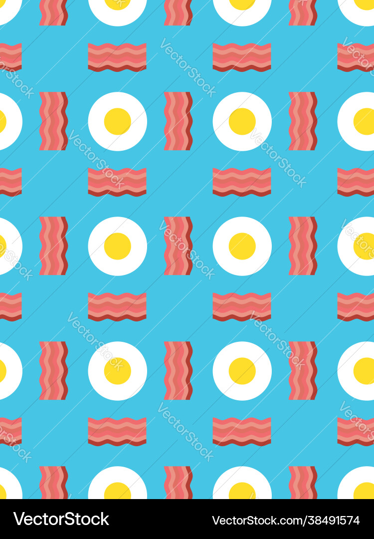 Fried eggs and bacon pattern seamless background Fried eggs and bacon pattern seamless background vector image