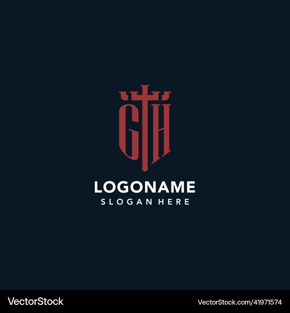 Gh initial monogram logos with sword and shield Vector Image