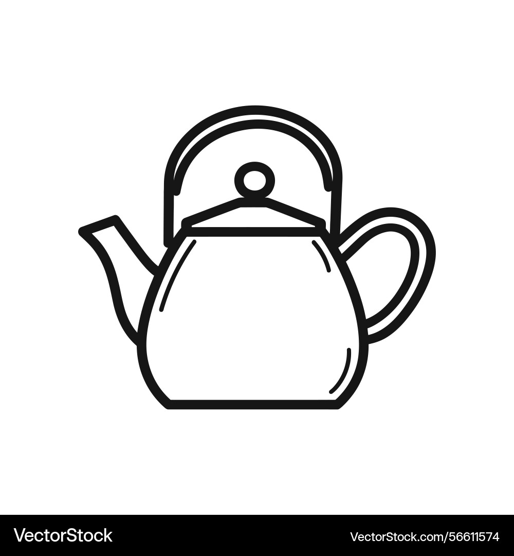 Kettle line art icon with handle and spout Vector Image