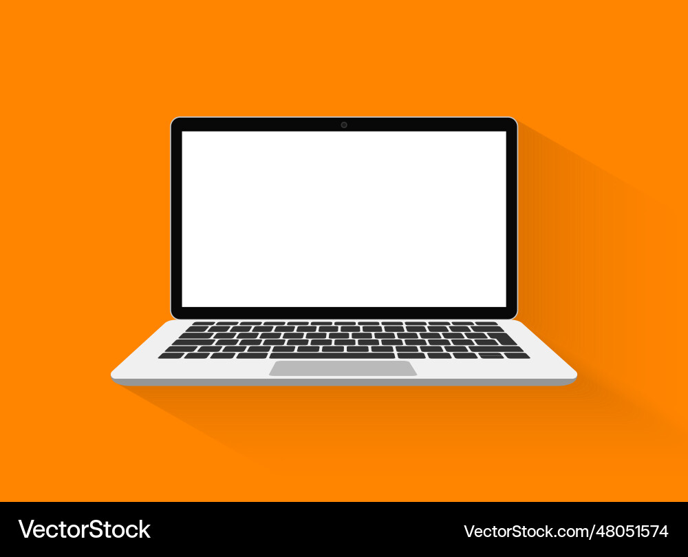 Laptop in flat style computer with empty screen vector image