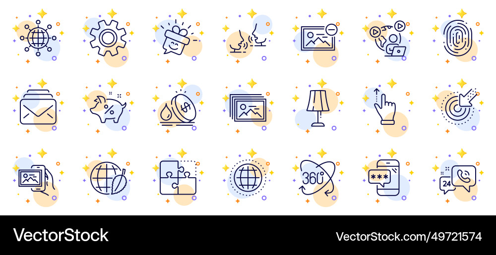 Outline set of targeting image album and globe vector image