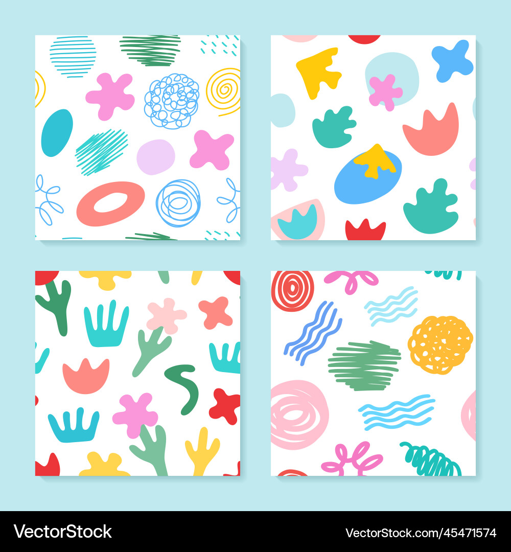 Seamless patterns with abstract colorful shapes Seamless patterns with abstract colorful shapes vector image