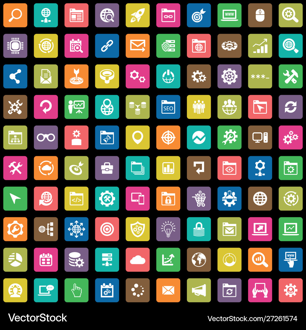 Seo 100 icons universal set for web and ui vector image