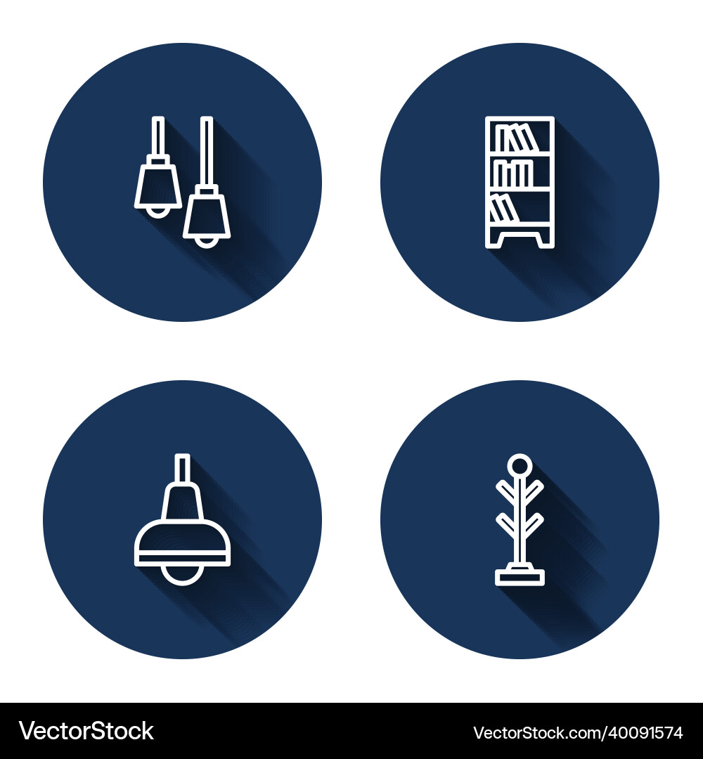 Set line lamp hanging library bookshelf and coat Set line lamp hanging library bookshelf and coat vector image