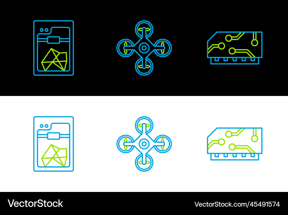 Set line ram random access memory 3d printer Vector Image
