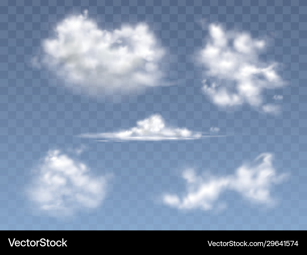 Set realistic and transparent different clouds Set realistic and transparent different clouds vector image
