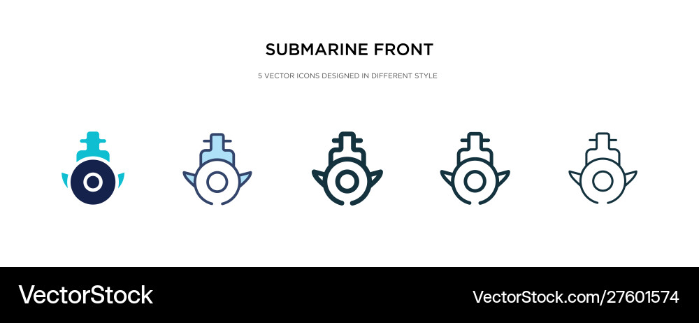 Submarine front view icon in different style two Vector Image