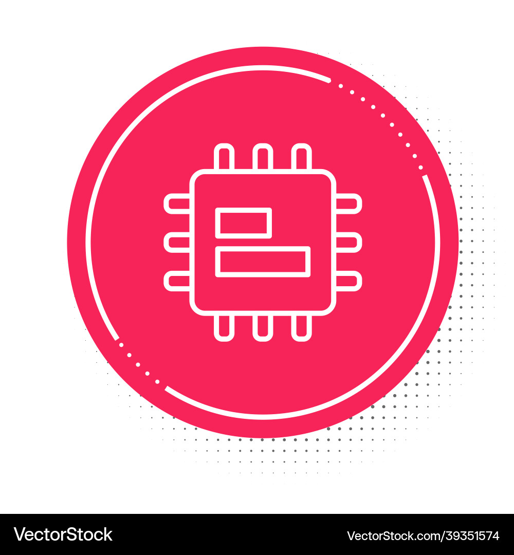 White line computer processor with microcircuits White line computer processor with microcircuits vector image