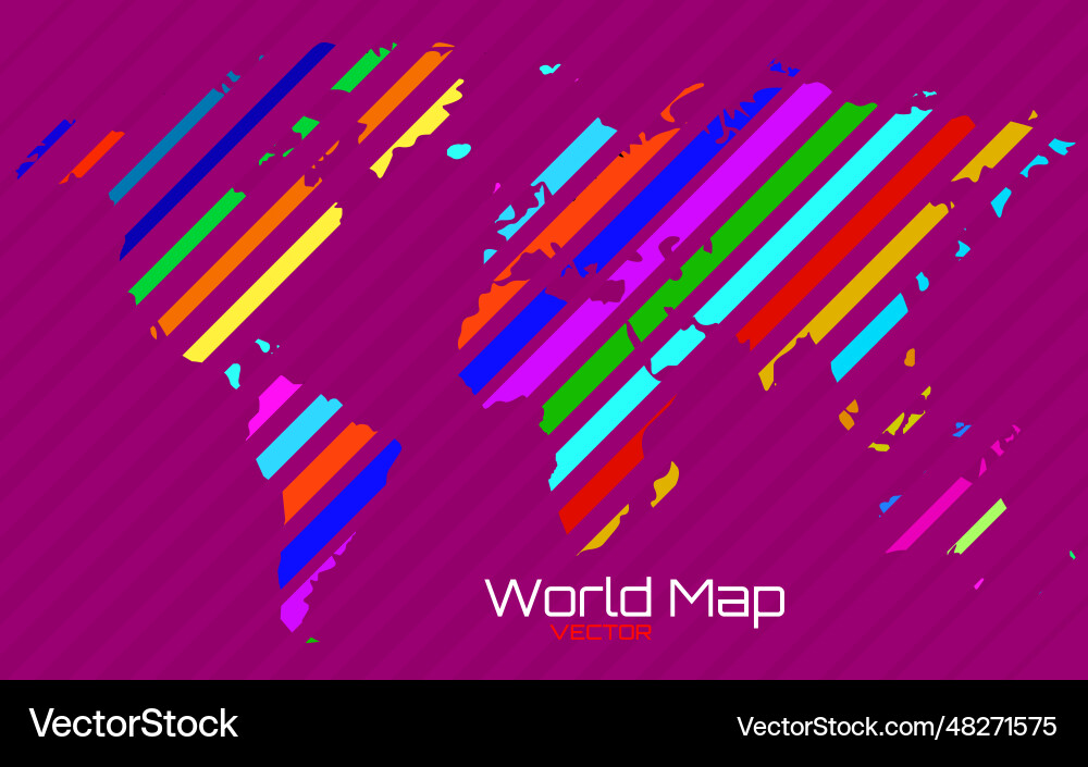 Abstract world map with colorful lines vector image