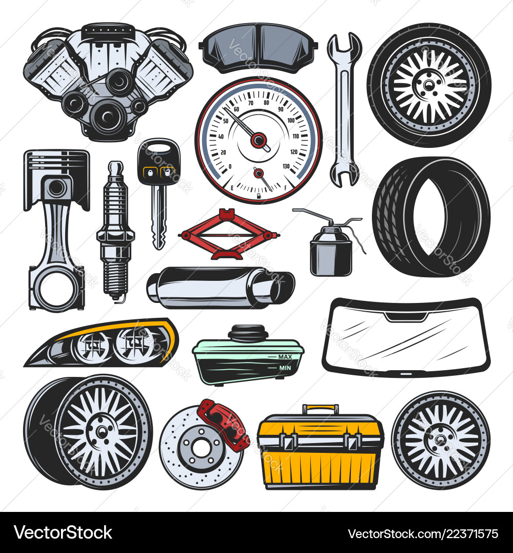 Car Repair & Auto Parts Icons Vector Image