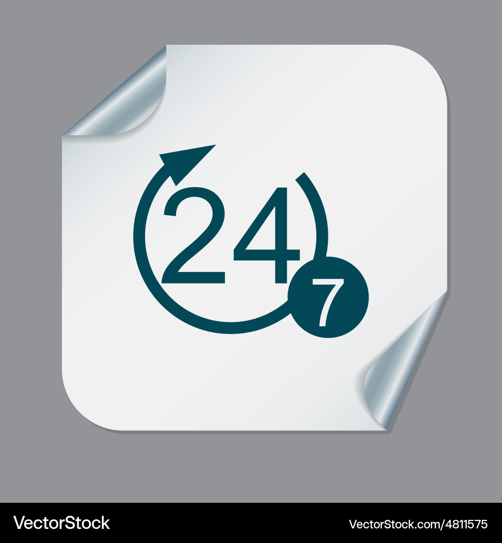 Character 24 7 open hours a day and days vector image