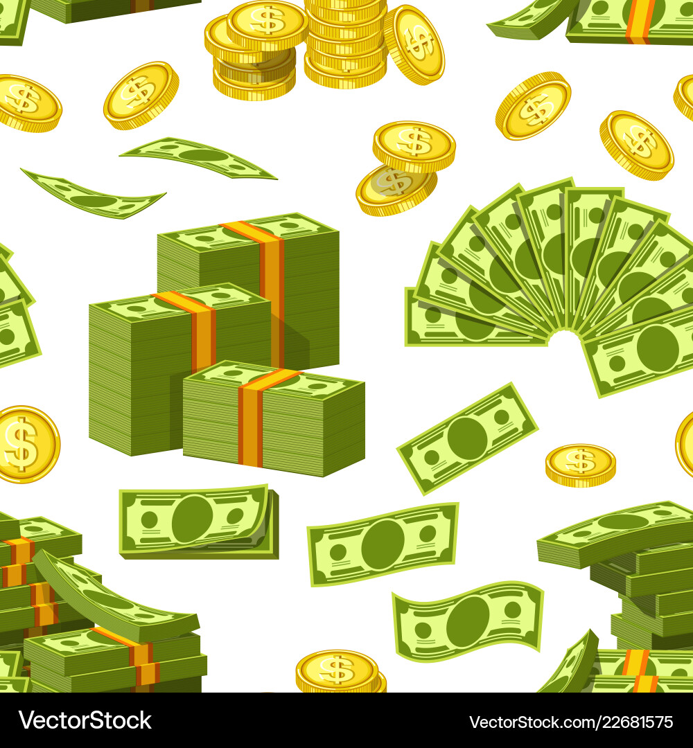 Dollars and cents money banknotes golden Dollars and cents money banknotes golden vector image