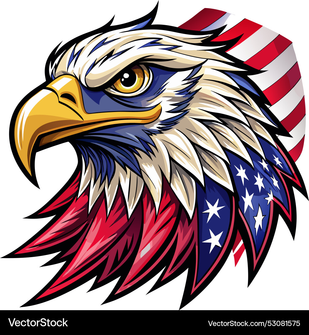 Eagle head with american flag pattern Royalty Free Vector