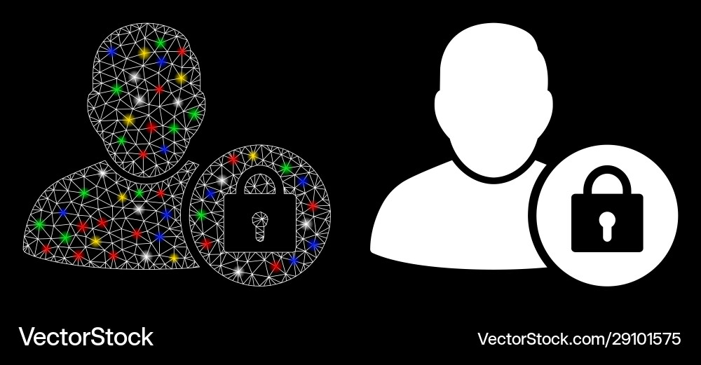 Flare mesh network locked user icon with Flare mesh network locked user icon with Vector Image