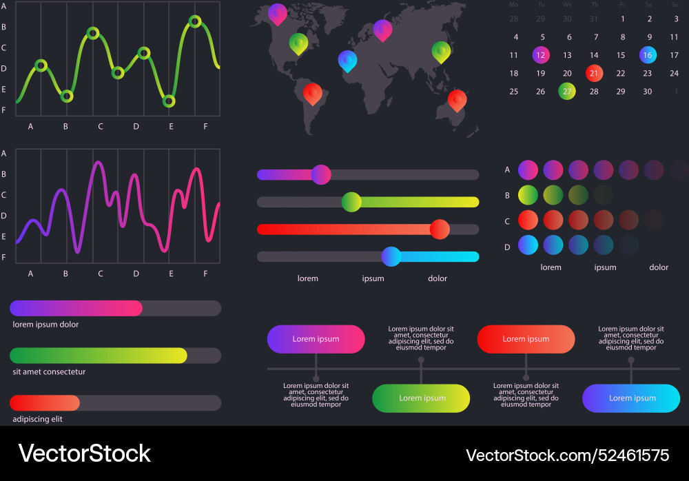 Infographic dashboard element collection Vector Image