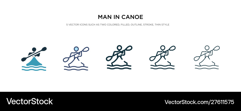 Man in canoe icon different style two colored Man in canoe icon different style two colored vector image