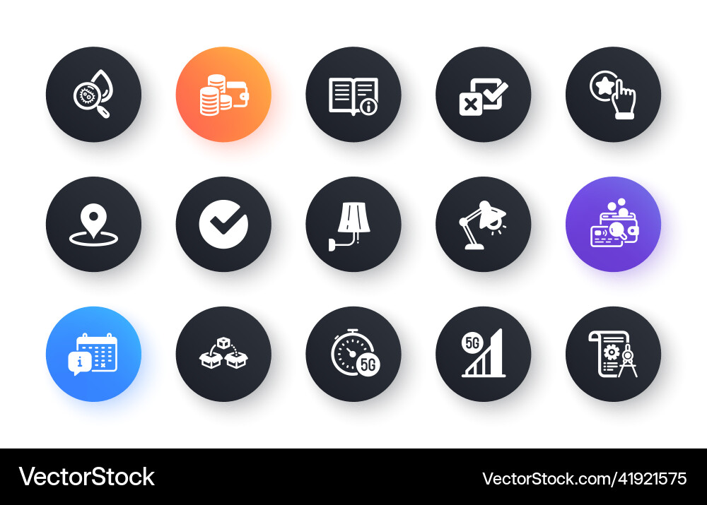 Minimal set of checkbox verify and wallet flat Minimal set of checkbox verify and wallet flat vector image