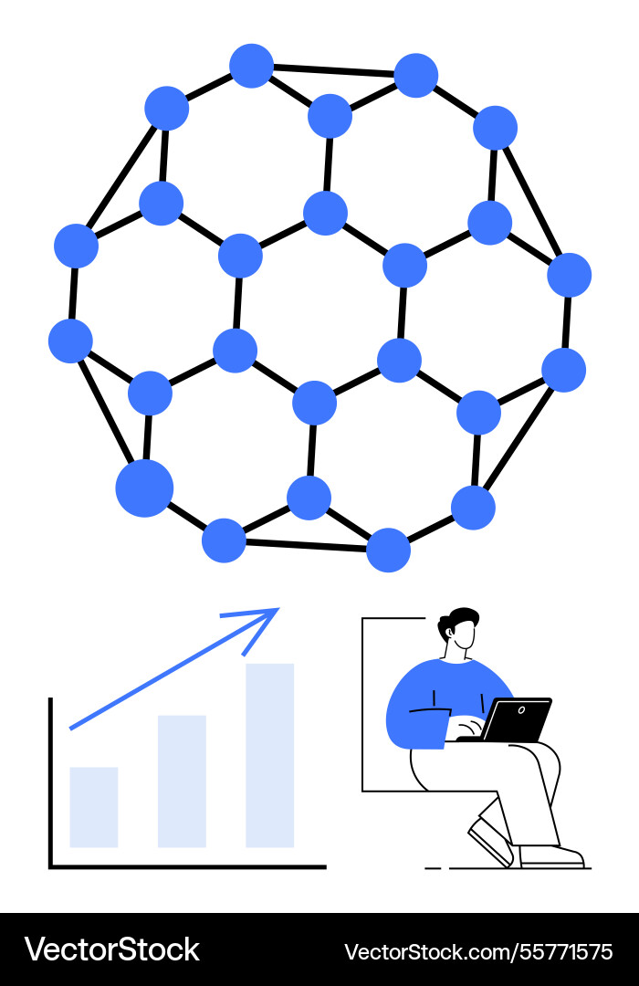 Network structure data analysis and growth Vector Image