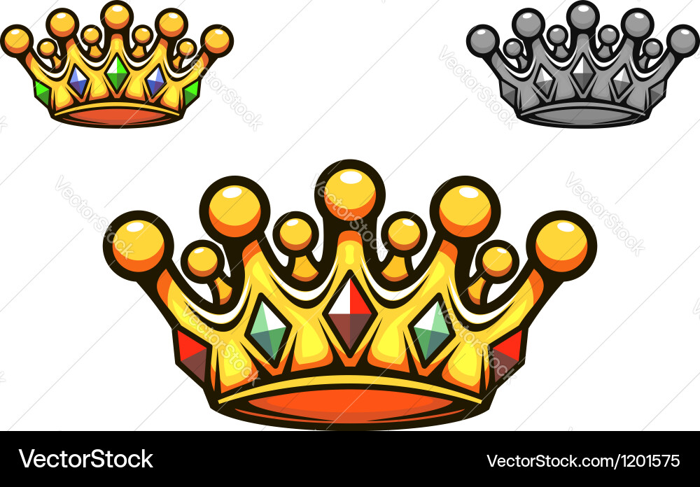 Ornate Gold Crown with Jewels Vector Image