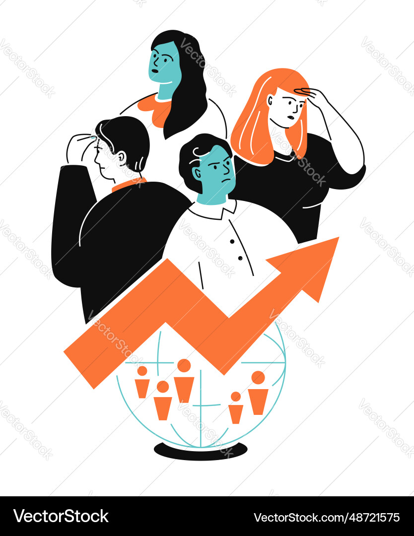 Problem of overpopulation - colorful flat Problem of overpopulation - colorful flat vector image