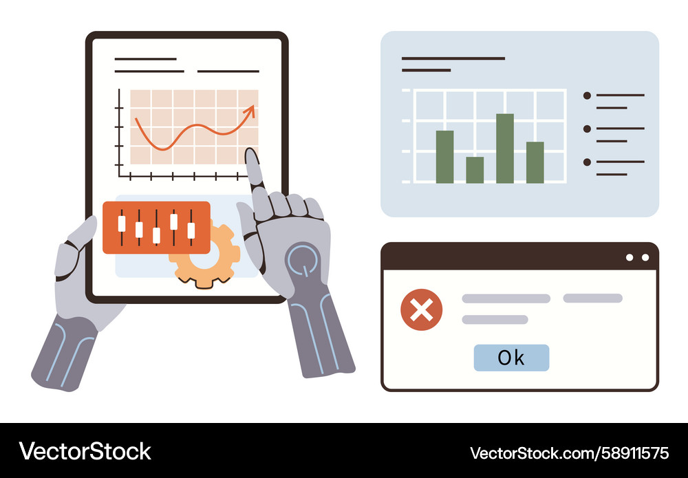 Robot Data Analysis & Error Handling Vector Image
