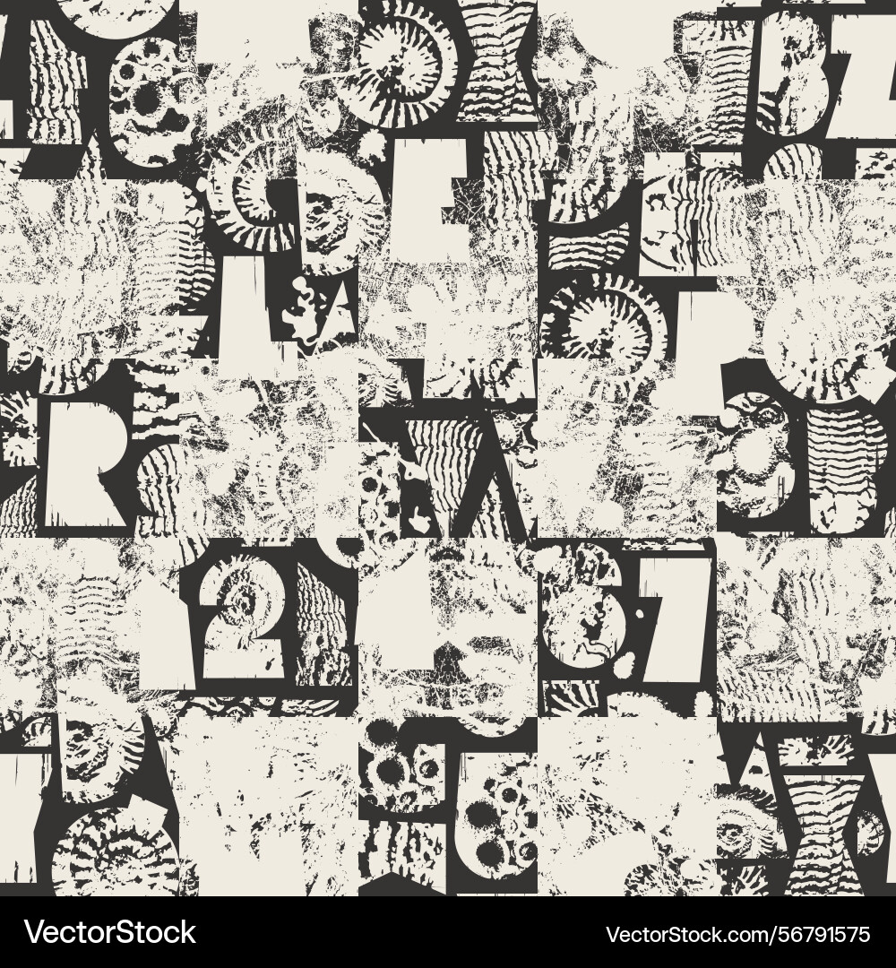 Seamless background pattern with simple font vector image