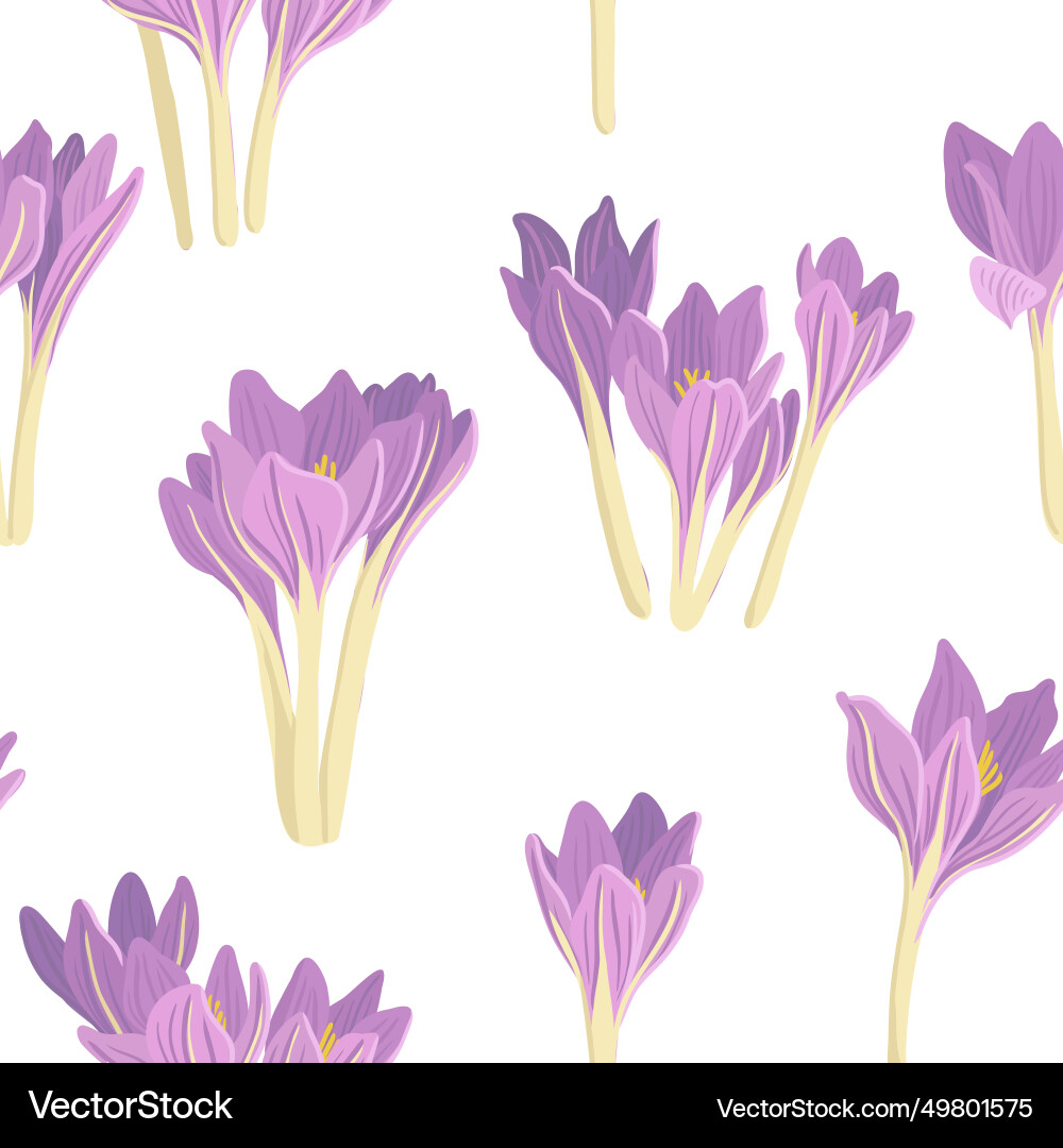 Seamless pattern with autumn crocus Seamless pattern with autumn crocus vector image
