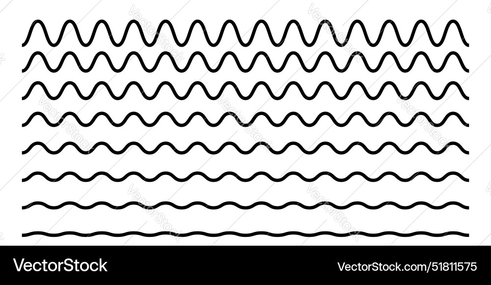 Set of wiggly horizontal lines scalloped borders Set of wiggly horizontal lines scalloped borders vector image