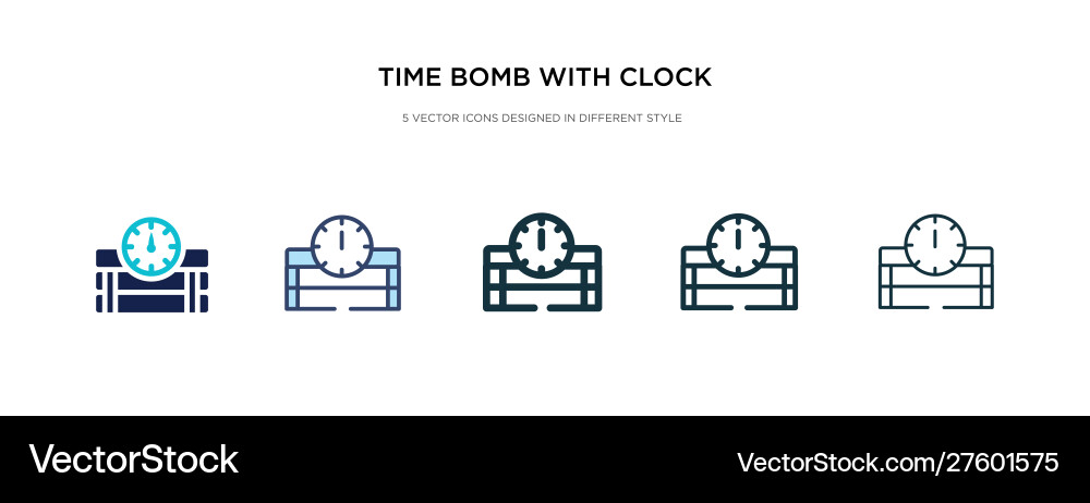 Time bomb with clock icon in different style two Time bomb with clock icon in different style two Vector Image