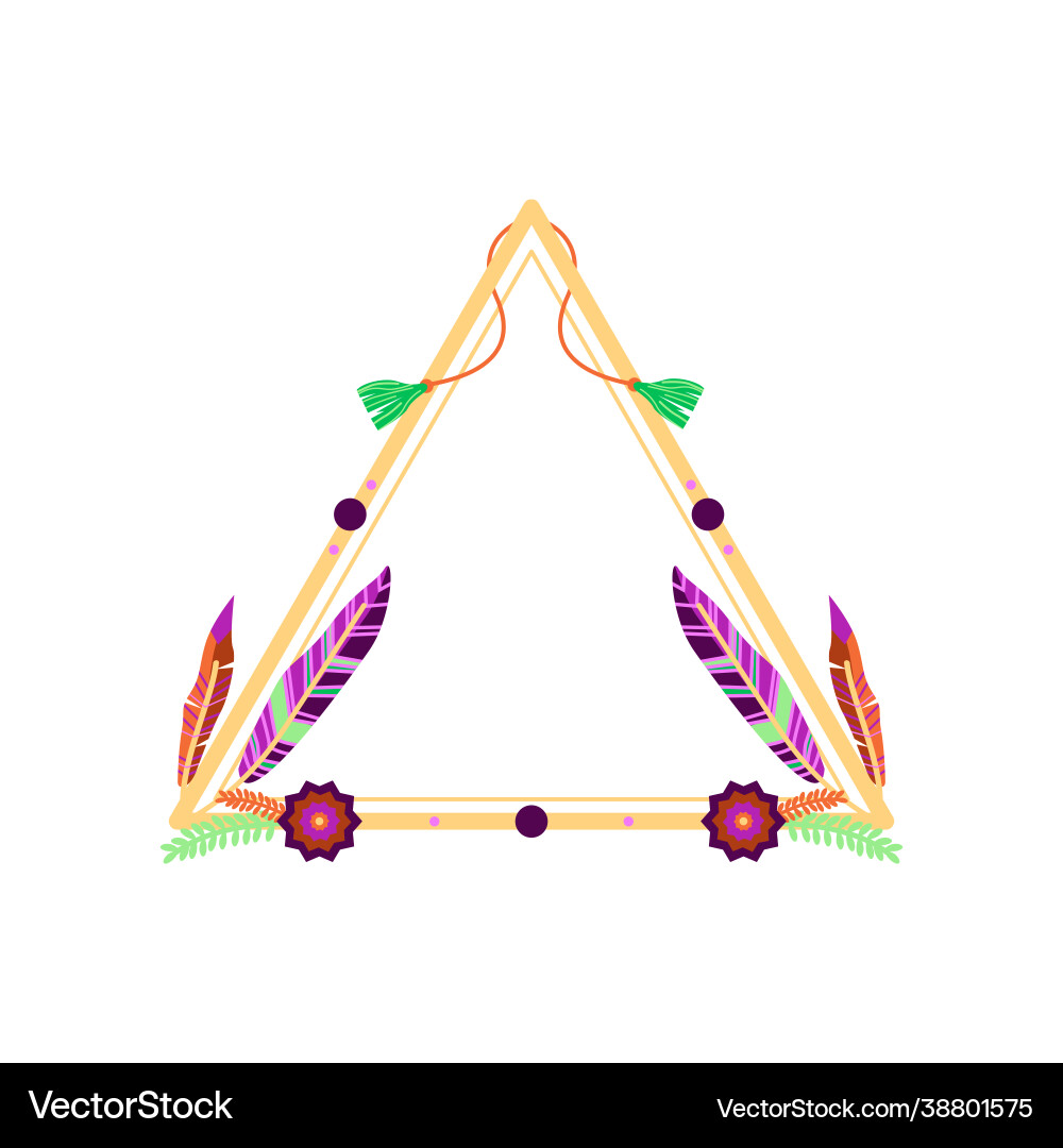 Triangle boho frame design isolated on white Vector Image