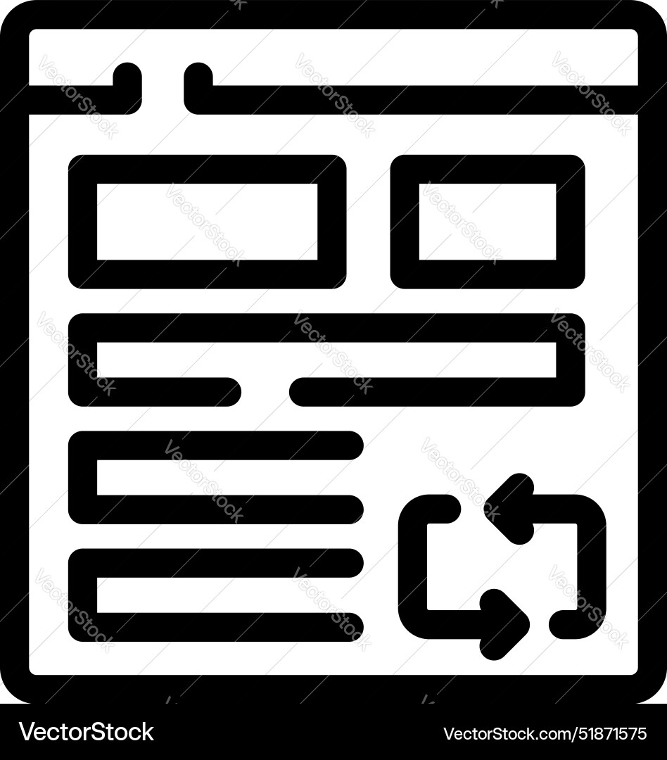 Website refreshing with rotating arrows on screen Website refreshing with rotating arrows on screen vector image