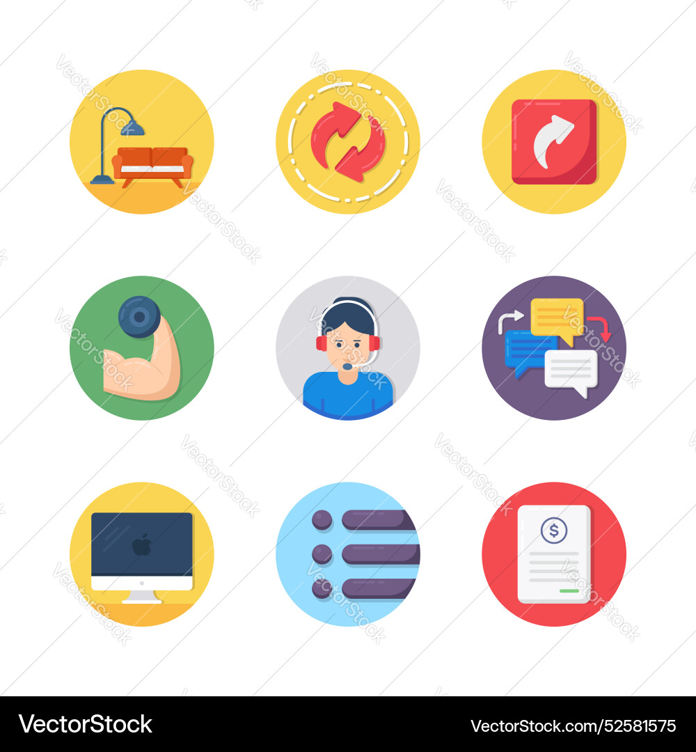 Well designed flat random icons set ready to use vector image