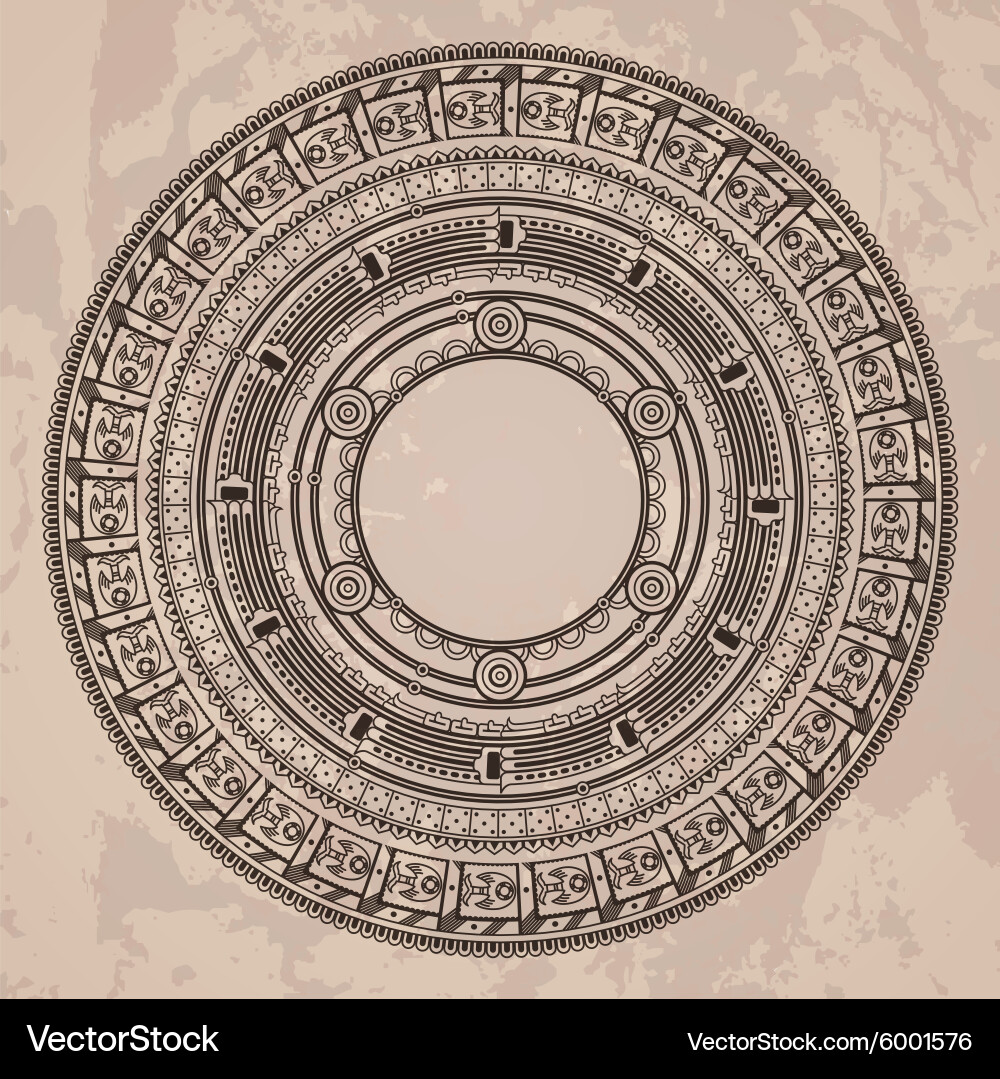 Circular pattern in the style of aztec Vector Image