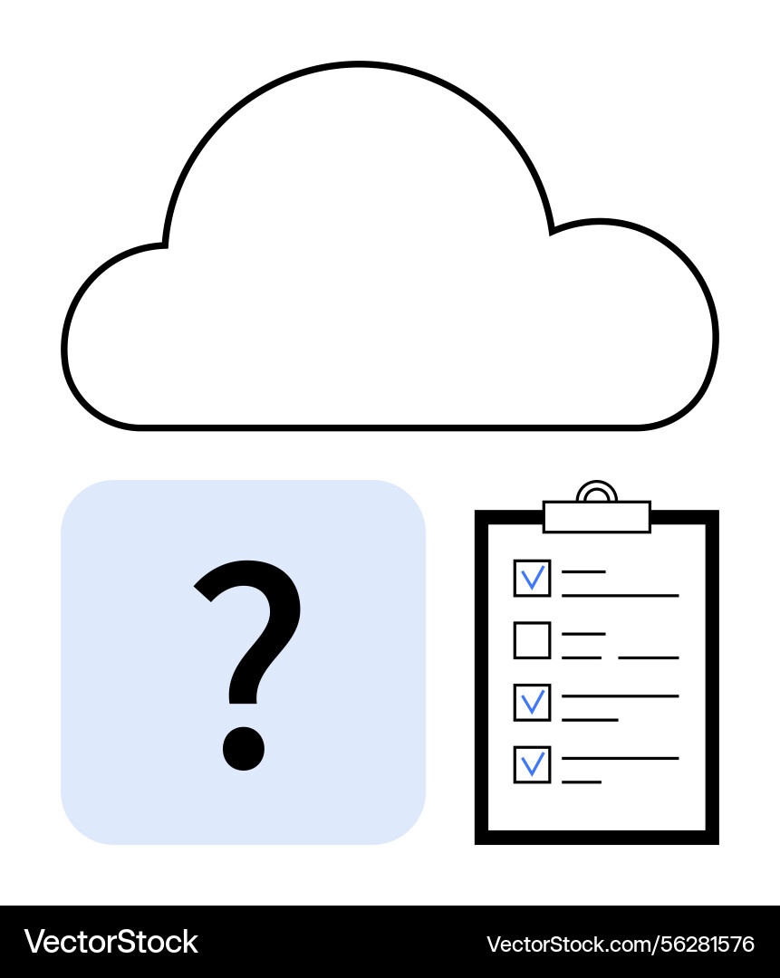 Cloud storage concept with checklist and question Cloud storage concept with checklist and question vector image