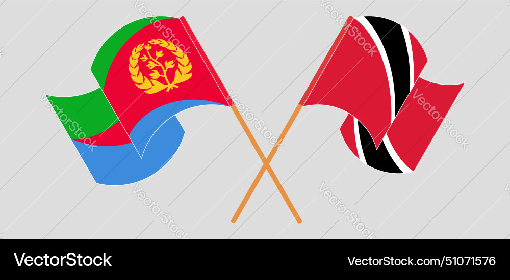 Crossed and waving flags of eritrea trinidad Crossed and waving flags of eritrea trinidad Vector Image