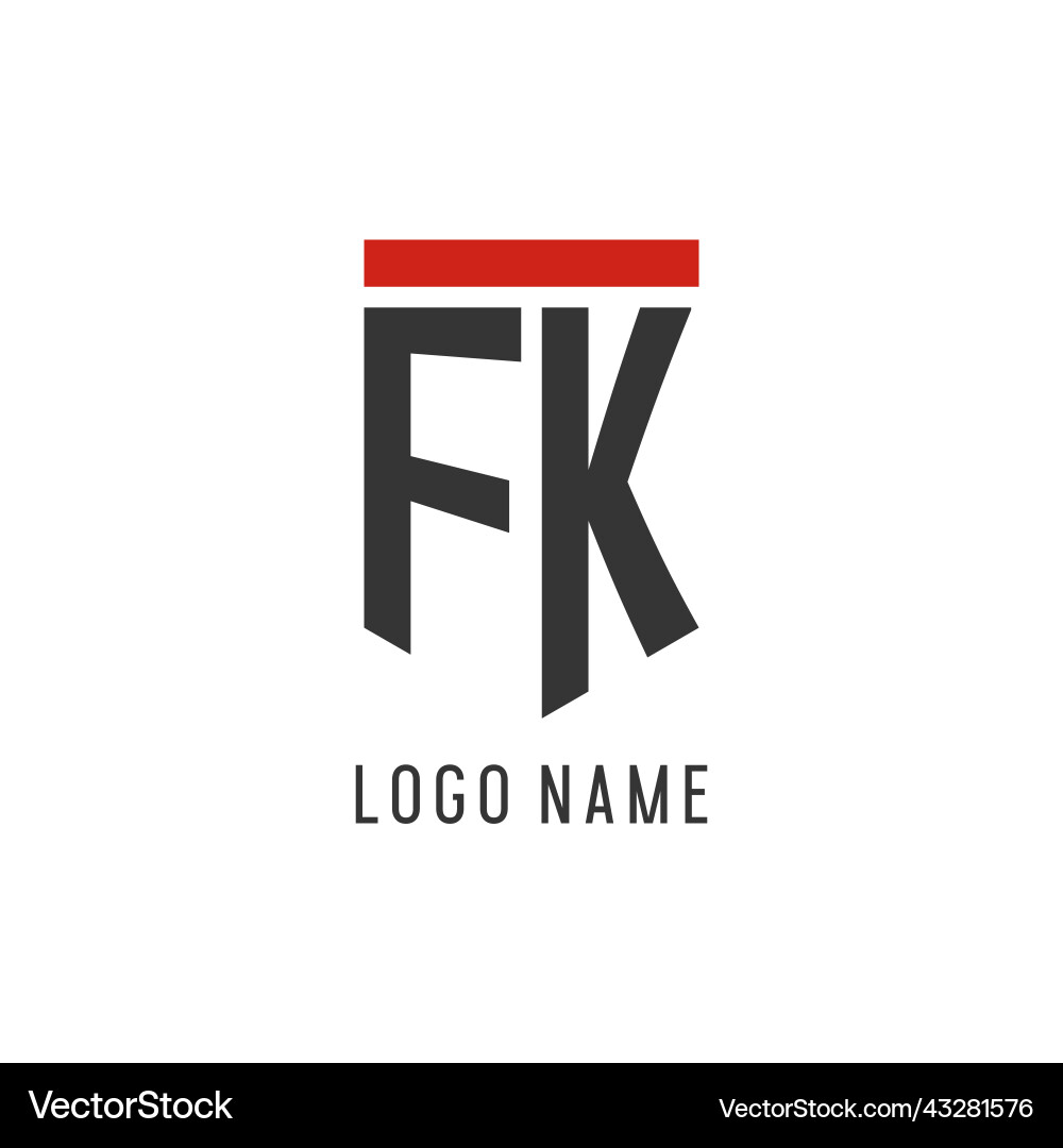 Fk initial esport logo with simple shield design Fk initial esport logo with simple shield design vector image