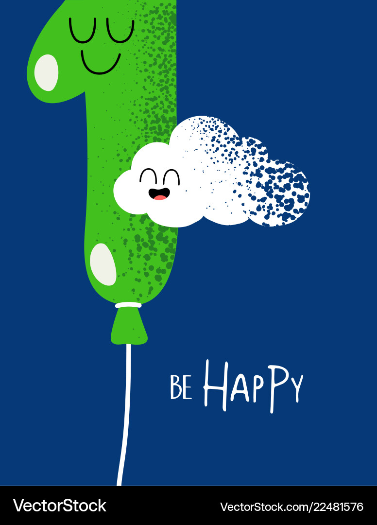Funny happy birthday gift card number 1 balloon Funny happy birthday gift card number 1 balloon vector image