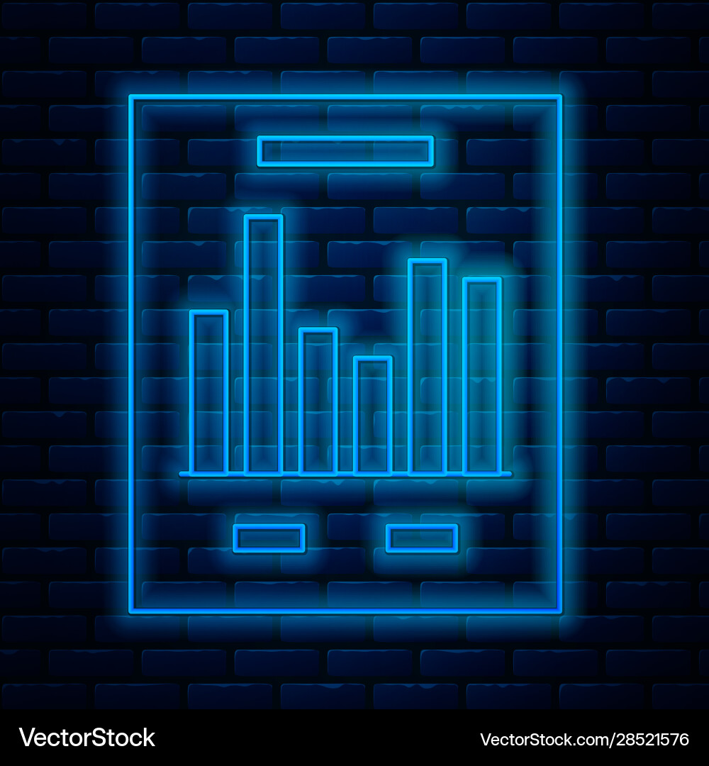 Glowing neon line document with graph chart icon Glowing neon line document with graph chart icon vector image