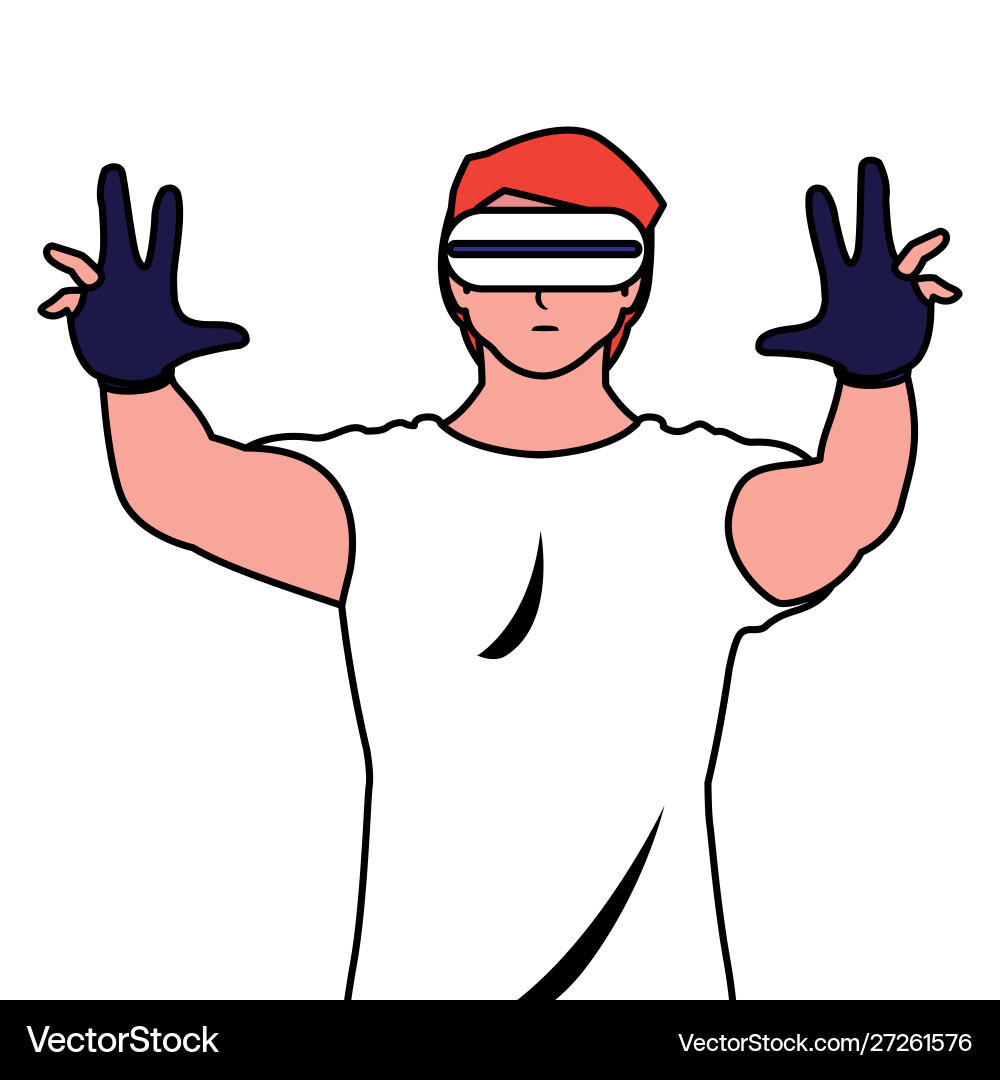 Man using technology augmented reality Vector Image