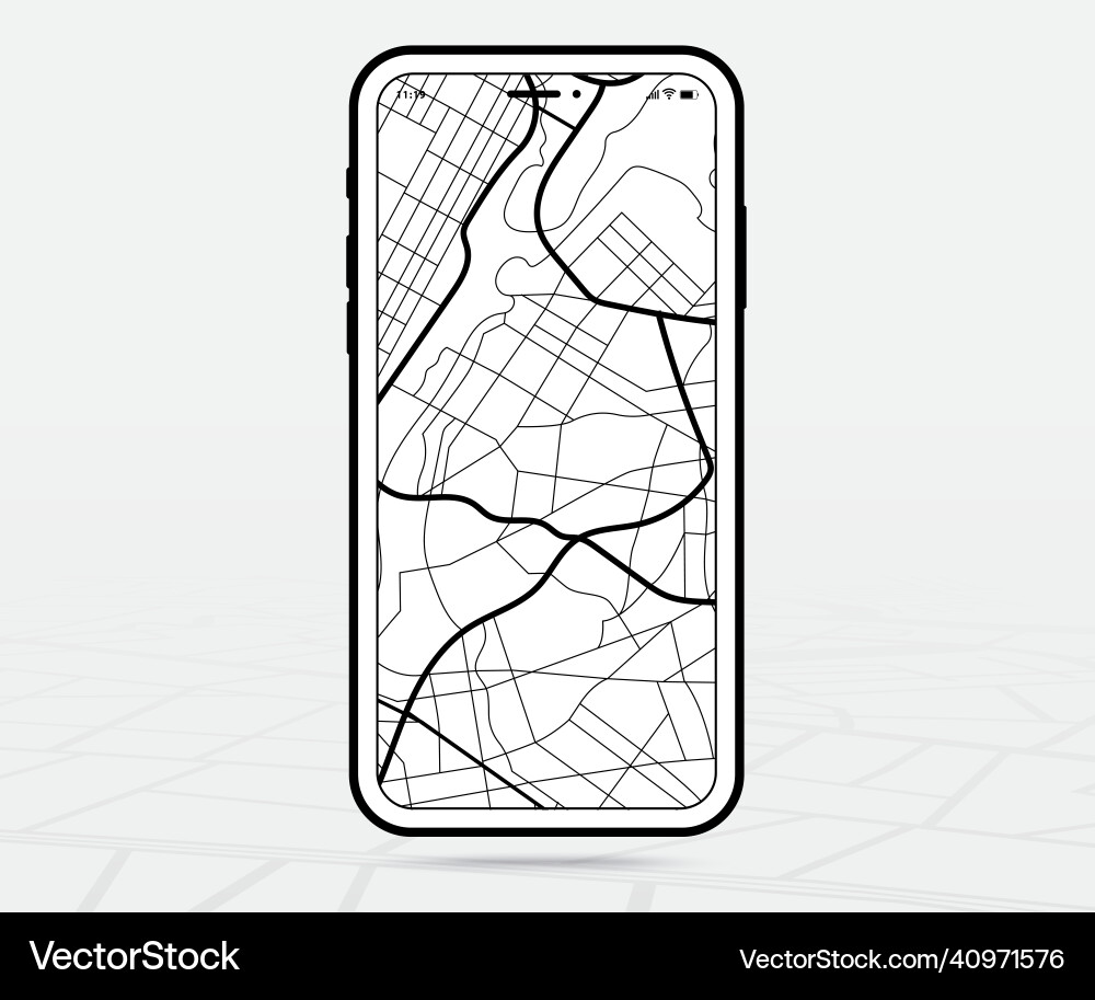 Map gps navigation ux ui outlinesmartphone Map gps navigation ux ui outlinesmartphone vector image