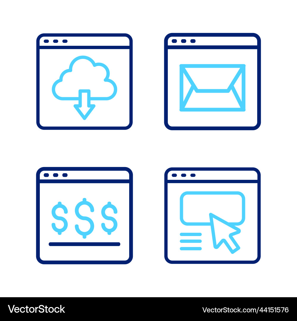 Set line ui or ux design online shopping Set line ui or ux design online shopping vector image